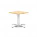 Italia 600mm Square Coffee Table Maple Top 495mm High White Leg Cross Base ITL1044