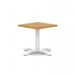 Italia 600mm Square Coffee Table Oak Top 495mm High White Leg Cross Base ITL1045