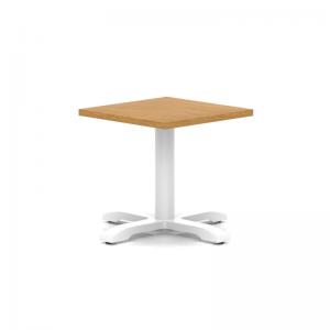 Italia 600mm Square Coffee Table Oak Top 495mm High White Leg Cross