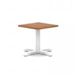 Italia 600mm Square Coffee Table Walnut Top 495mm High White Leg Cross Base ITL1046