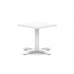 Italia 600mm Square Coffee Table White Top 495mm High White Leg Cross Base ITL1047