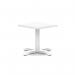 Italia 600mm Square Coffee Table White Top 495mm High White Leg Cross Base ITL1047