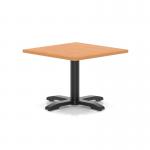 Italia 800mm Square Coffee Table Beech Top 495mm High Black Leg Cross Base ITL1048
