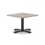 Italia 800mm Square Coffee Table Grey Oak Top 495mm High Black Leg Cross Base ITL1049