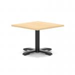 Italia 800mm Square Coffee Table Maple Top 495mm High Black Leg Cross Base ITL1050