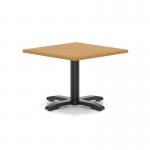 Italia 800mm Square Coffee Table Oak Top 495mm High Black Leg Cross Base ITL1051