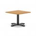 Italia 800mm Square Coffee Table Oak Top 495mm High Black Leg Cross Base ITL1051