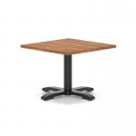 Italia 800mm Square Coffee Table Walnut Top 495mm High Black Leg Cross Base ITL1052
