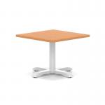 Italia 800mm Square Coffee Table Beech Top 495mm High White Leg Cross Base ITL1054