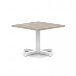 Italia 800mm Square Coffee Table Grey Oak Top 495mm High White Leg Cross Base ITL1055