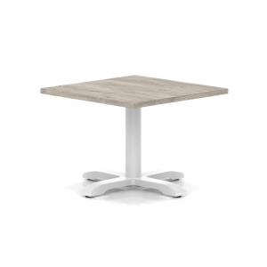 Italia 800mm Square Coffee Table Grey Oak Top 495mm High White Leg