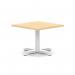 Italia 800mm Square Coffee Table Maple Top 495mm High White Leg Cross Base ITL1056