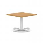 Italia 800mm Square Coffee Table Oak Top 495mm High White Leg Cross Base ITL1057