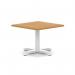 Italia 800mm Square Coffee Table Oak Top 495mm High White Leg Cross Base ITL1057