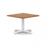 Italia 800mm Square Coffee Table Walnut Top 495mm High White Leg Cross Base ITL1058
