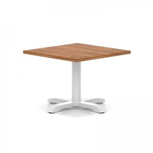 Italia 800mm Square Coffee Table Walnut Top 495mm High White Leg Cross