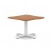 Italia 800mm Square Coffee Table Walnut Top 495mm High White Leg Cross Base ITL1058