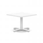 Italia 800mm Square Coffee Table White Top 495mm High White Leg Cross Base ITL1059