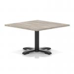 Italia 1000mm Square Coffee Table Grey Oak Top 495mm High Black Leg Cross Base ITL1061
