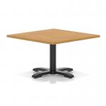 Italia 1000mm Square Coffee Table Oak Top 495mm High Black Leg Cross Base ITL1063