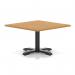 Italia 1000mm Square Coffee Table Oak Top 495mm High Black Leg Cross Base ITL1063