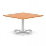 Italia 1000mm Square Coffee Table Beech Top 495mm High White Leg Cross Base ITL1066