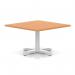 Italia 1000mm Square Coffee Table Beech Top 495mm High White Leg Cross Base ITL1066