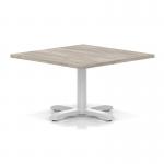 Italia 1000mm Square Coffee Table Grey Oak Top 495mm High White Leg Cross Base ITL1067