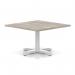 Italia 1000mm Square Coffee Table Grey Oak Top 495mm High White Leg Cross Base ITL1067
