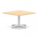 Italia 1000mm Square Coffee Table Maple Top 495mm High White Leg Cross Base ITL1068