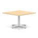 Italia 1000mm Square Coffee Table Maple Top 495mm High White Leg Cross Base ITL1068