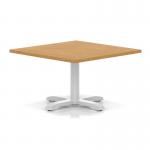 Italia 1000mm Square Coffee Table Oak Top 495mm High White Leg Cross Base ITL1069