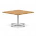 Italia 1000mm Square Coffee Table Oak Top 495mm High White Leg Cross Base ITL1069