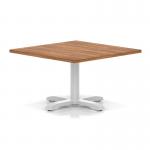 Italia 1000mm Square Coffee Table Walnut Top 495mm High White Leg Cross Base ITL1070