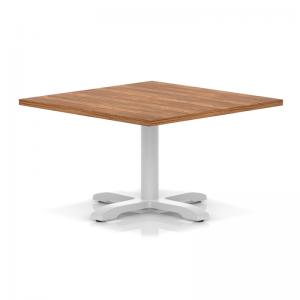 Italia 1000mm Square Coffee Table Walnut Top 495mm High White Leg