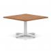 Italia 1000mm Square Coffee Table Walnut Top 495mm High White Leg Cross Base ITL1070