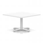 Italia 1000mm Square Coffee Table White Top 495mm High White Leg Cross Base ITL1071