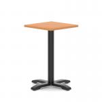 Italia 600mm Poseur Square Table Beech Top 750mm High Black Leg Cross Base ITL1072