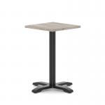 Italia 600mm Poseur Square Table Grey Oak Top 750mm High Black Leg Cross Base ITL1073