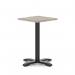 Italia 600mm Poseur Square Table Grey Oak Top 750mm High Black Leg Cross Base ITL1073