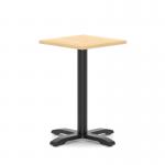 Italia 600mm Poseur Square Table Maple Top 750mm High Black Leg Cross Base ITL1074
