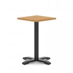 Italia 600mm Poseur Square Table Oak Top 750mm High Black Leg Cross Base ITL1075