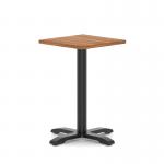 Italia 600mm Poseur Square Table Walnut Top 750mm High Black Leg Cross Base ITL1076