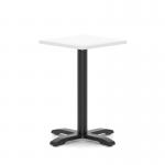 Italia 600mm Poseur Square Table White Top 750mm High Black Leg Cross Base ITL1077