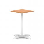 Italia 600mm Poseur Square Table Beech Top 750mm High White Leg Cross Base ITL1078