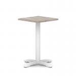 Italia 600mm Poseur Square Table Grey Oak Top 750mm High White Leg Cross Base ITL1079