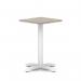 Italia 600mm Poseur Square Table Grey Oak Top 750mm High White Leg Cross Base ITL1079