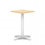 Italia 600mm Poseur Square Table Maple Top 750mm High White Leg Cross Base ITL1080