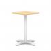 Italia 600mm Poseur Square Table Maple Top 750mm High White Leg Cross Base ITL1080