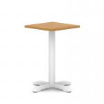 Italia 600mm Poseur Square Table Oak Top 750mm High White Leg Cross Base ITL1081